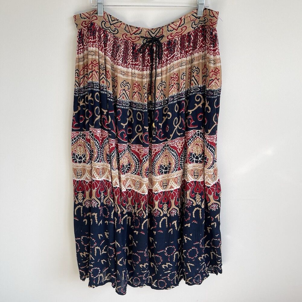 Vintage Sag Harbor‎ Broomstick Maxi Skirt M Cottage Boho Gypsy Festival Artsy